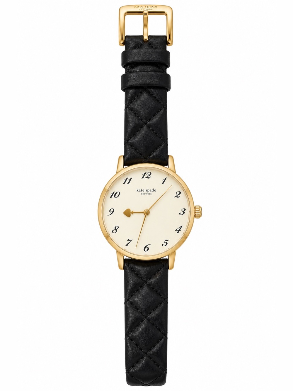 Kate Spade Metro Watch 1YRU0788 Gold Black Quilted Leather 34mm